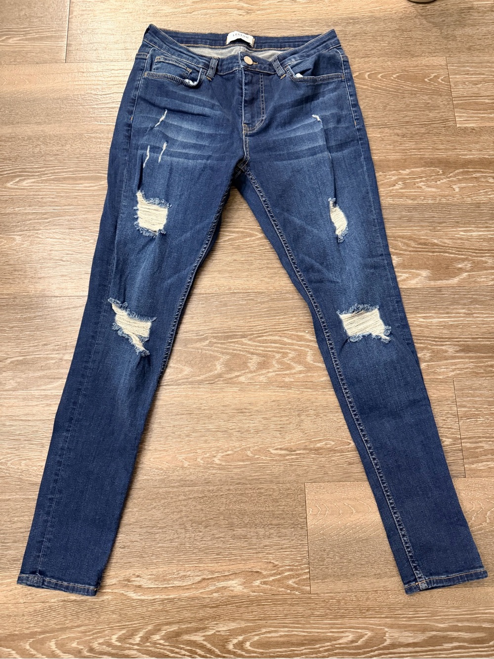 Men’s Distressed Legend London Skinny Jeans - Dark Blue